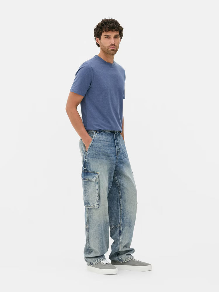 Primark Loose Cargo Jeans for Men – Vintage Wash