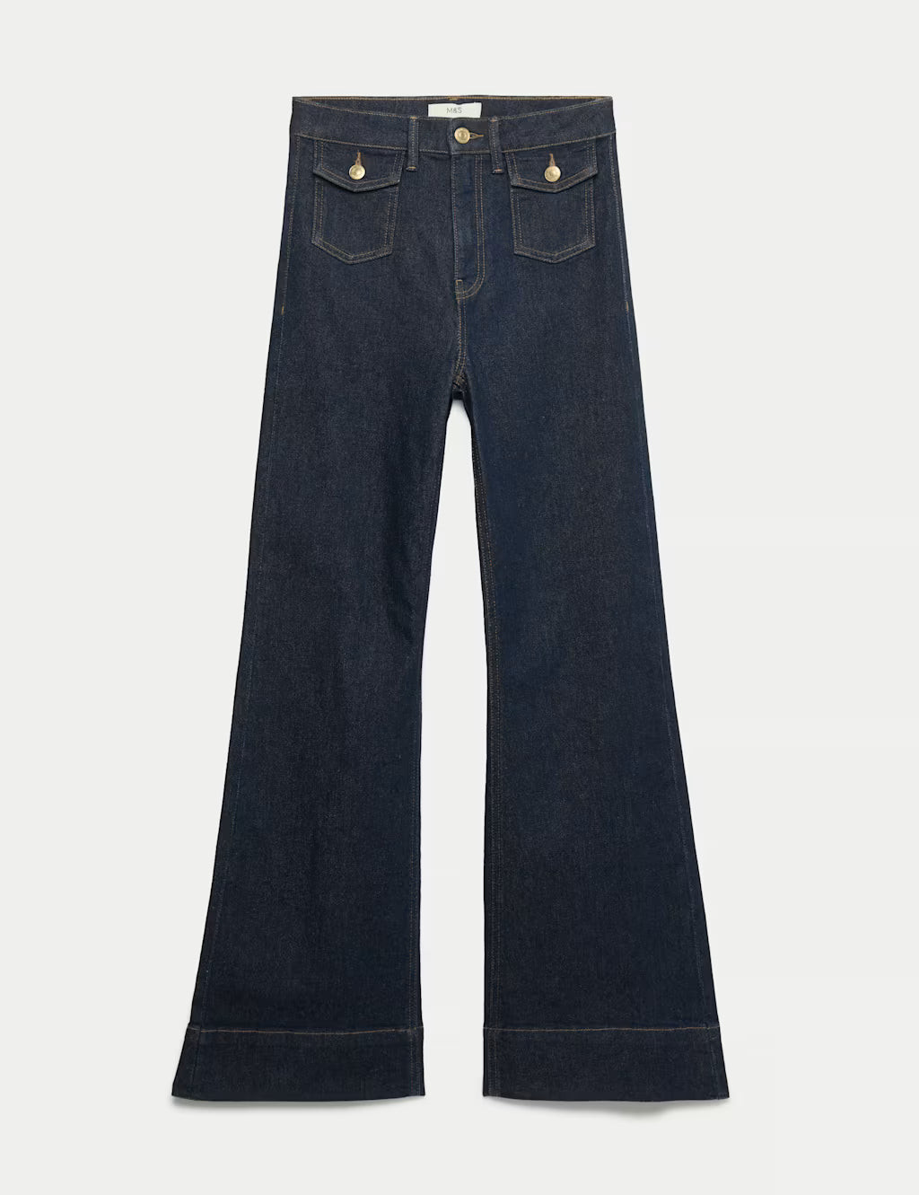 M&S High Waisted Flared Jeans for Women – Dark Blue