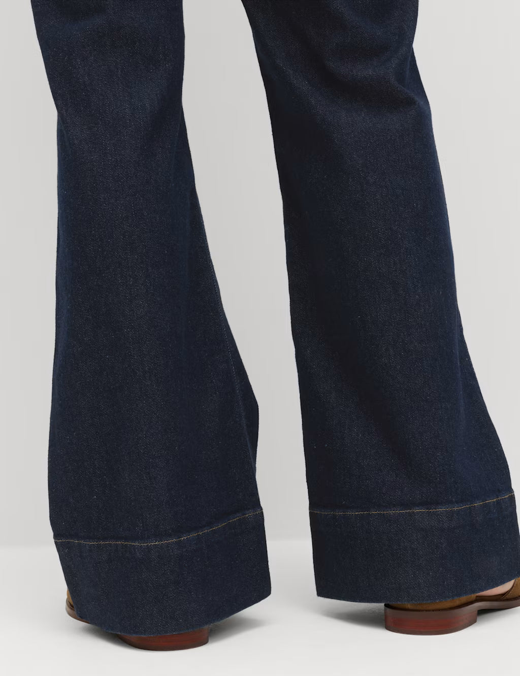 M&S High Waisted Flared Jeans for Women – Dark Blue