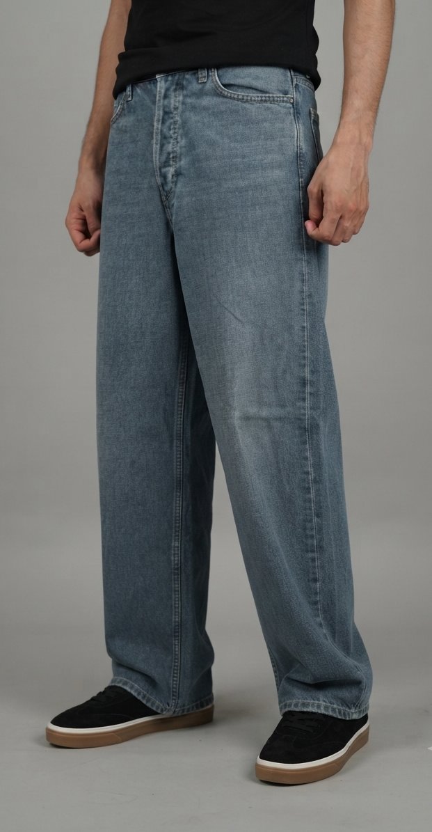 Weekday Baggy Jeans for Men – Washed Grey Blue