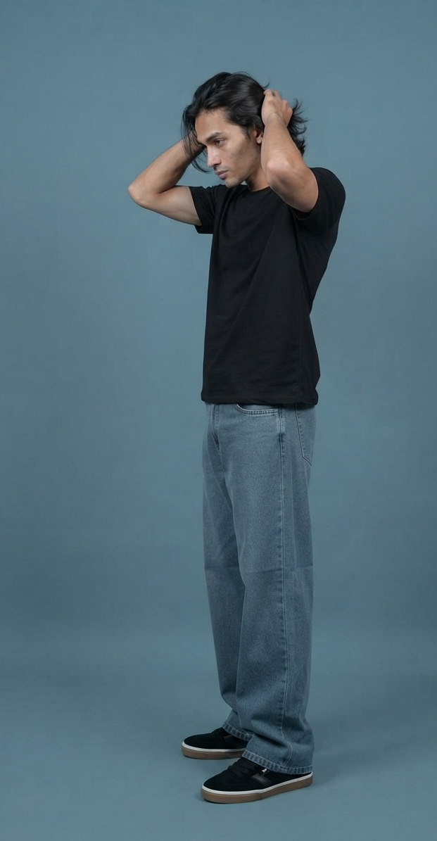 Weekday Baggy Jeans for Men – Washed Grey Blue