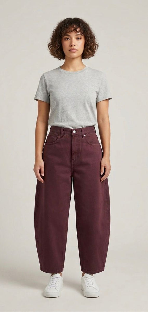 M&S Balloon Fit Jeans for Women – Maroon
