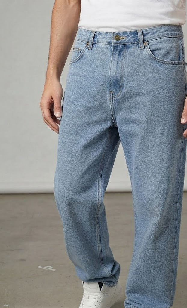 M&S Loose Fit Jeans for Men – Ice Blue Wash